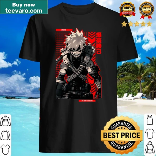 Illustrative shirt featuring Bakugo from My Hero Academia