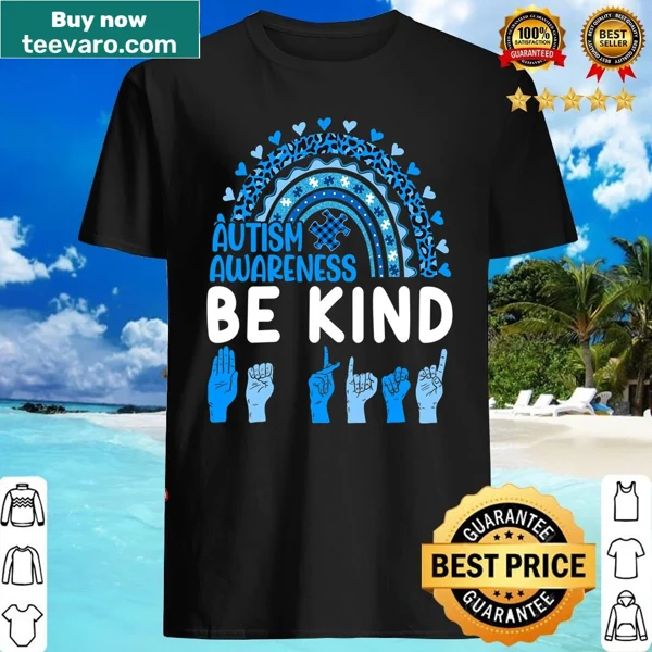 Girls shirt with 'Be Kind' text and trendy leopard print for autism awareness