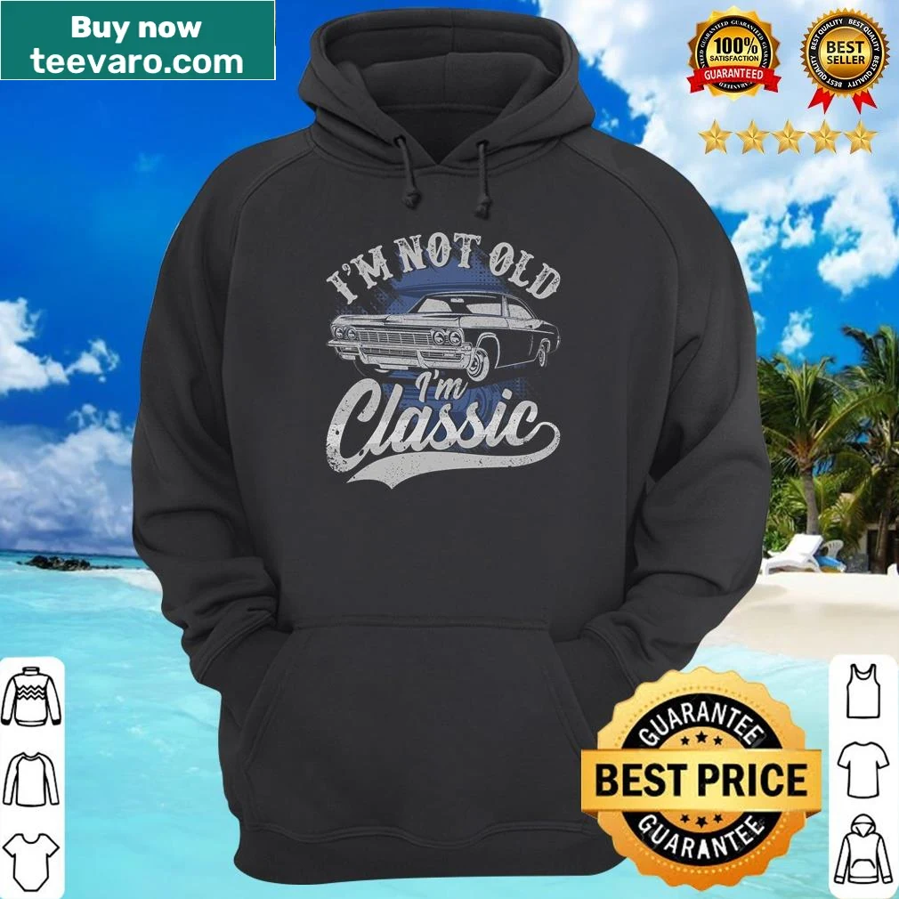 Retro hoodie with the phrase 'I'm Not Old I'm Men' — on a hoodie