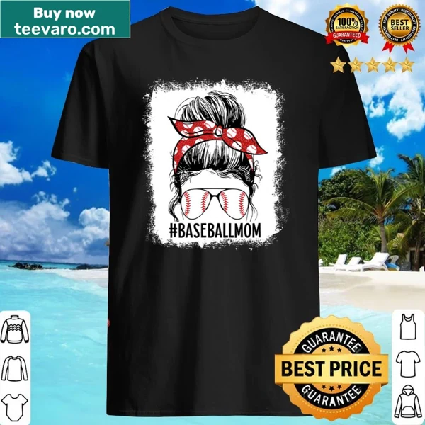 Shirt for baseball moms featuring a playful messy bun design.