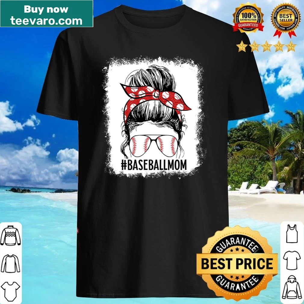 Shirt for baseball moms featuring a playful messy bun design.