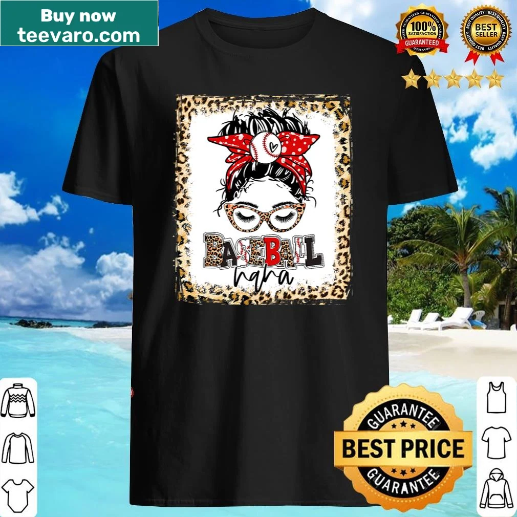 Cute shirt for grandmothers with messy bun and baseball graphics