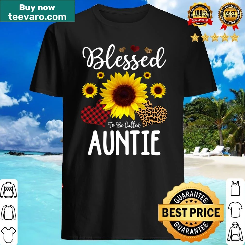 Illustrative shirt celebrating being an aunt with sunflowers and leopard print
