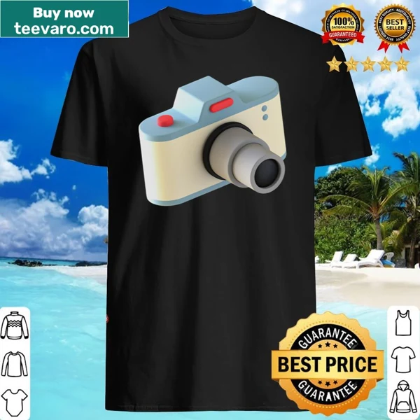 Minimalist shirt with a camera illustration on a white background