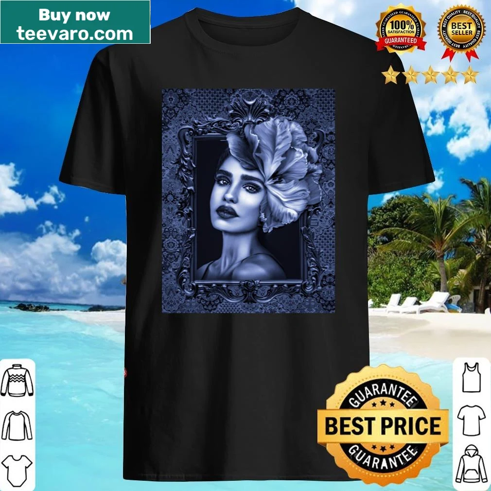 Fine art-inspired floral illustration on a women's shirt