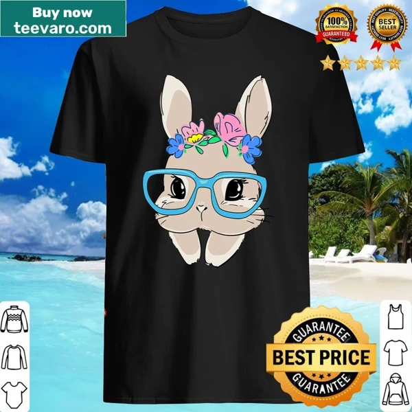 Cute bunny face graphic with sunglasses for kids' Easter shirt