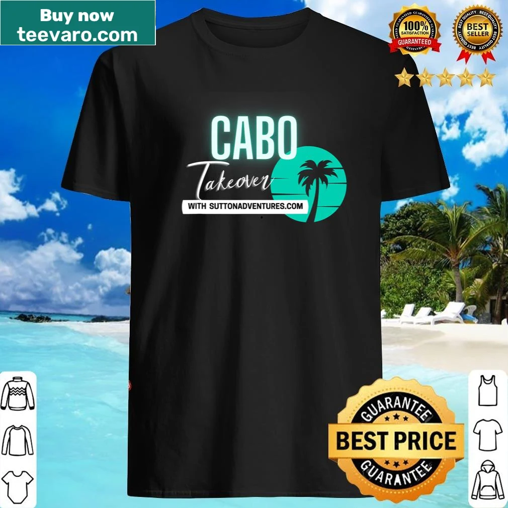 Playful Cabo-themed shirt with beach illustrations for travel lovers