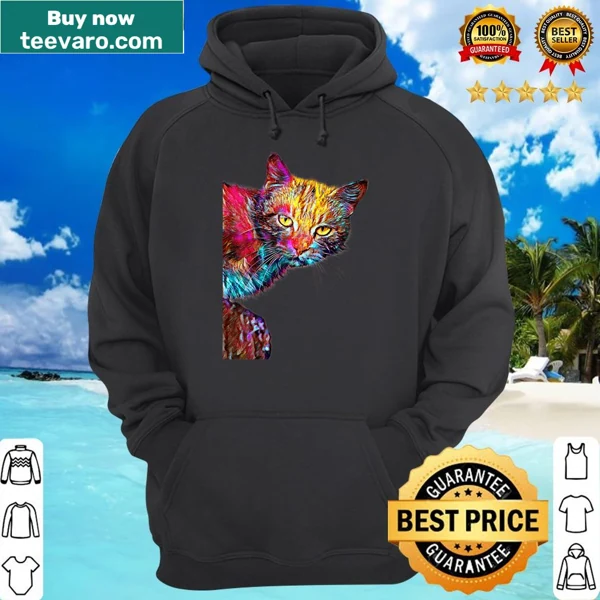 Artistic shirt with an oil painting of a cat for feline lovers