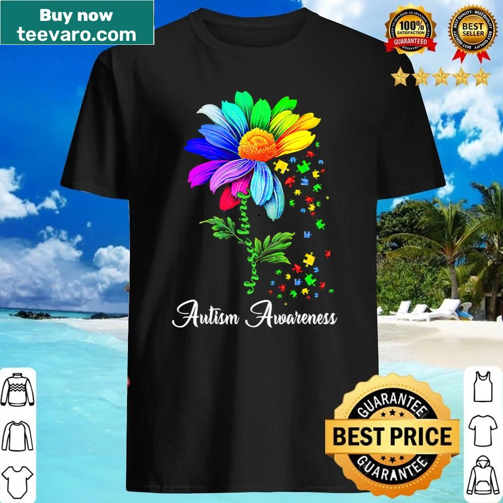 Sunflower graphic t-shirt promoting autism awareness and kindness