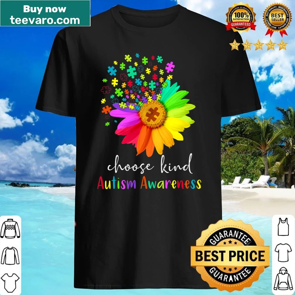 Sunflower-themed shirt promoting kindness and autism awareness