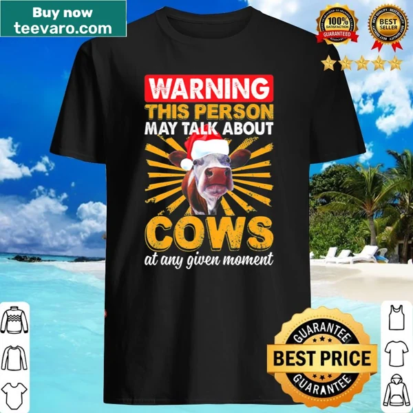 Humorous graphic shirt featuring cows in a playful design