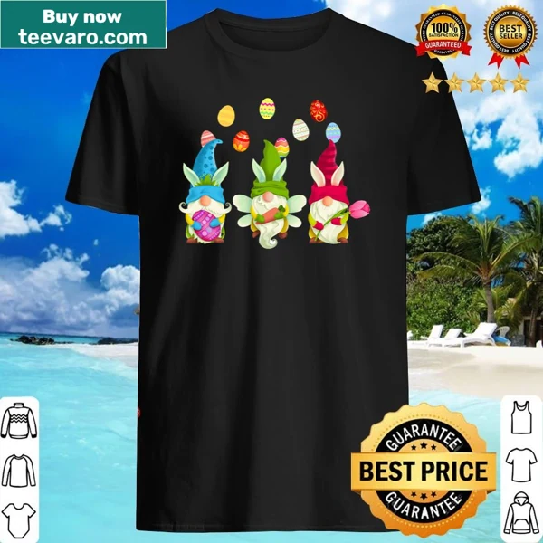Easter shirt with cute gnome hugging bunny and eggs