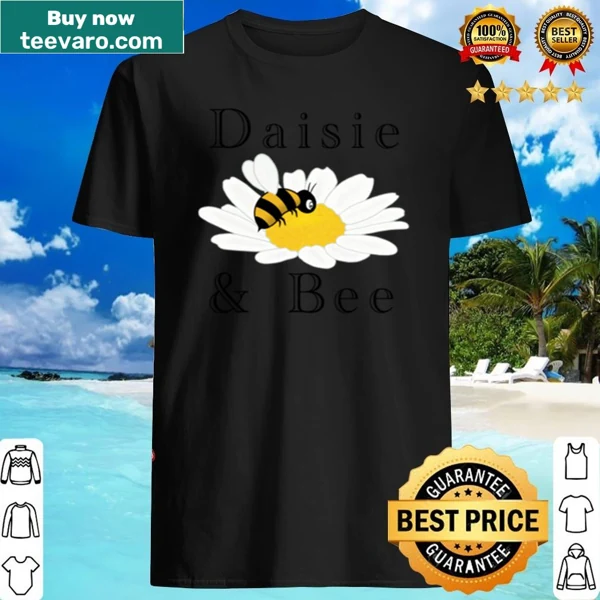Illustrated shirt featuring a daisy and buzzing bees in a cute design.