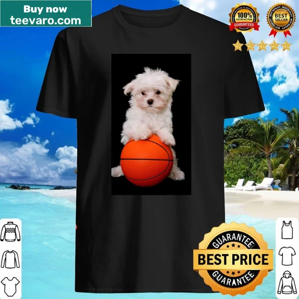 Cartoon dogs playing basketball on a playful t-shirt