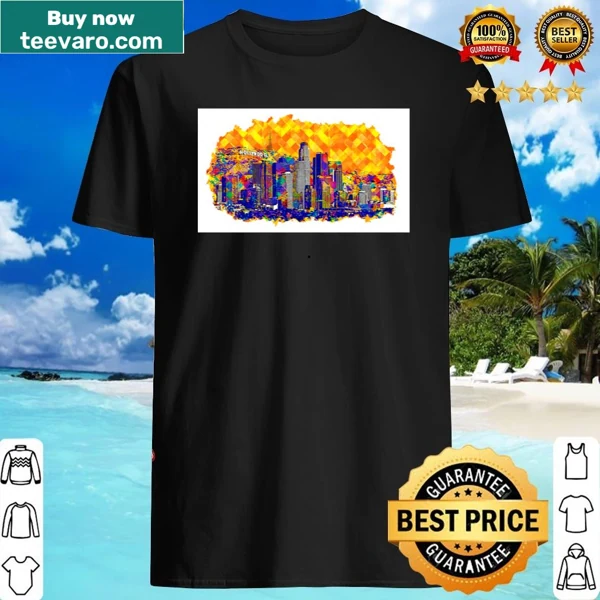 Los Angeles skyline shirt with Hollywood sign illustration