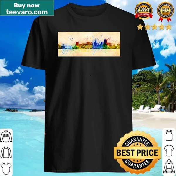 San Francisco skyline and Golden Gate Bridge illustrated shirt