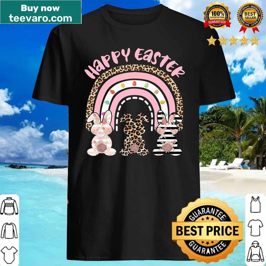 Easter shirt featuring a bunny and rainbow eggs