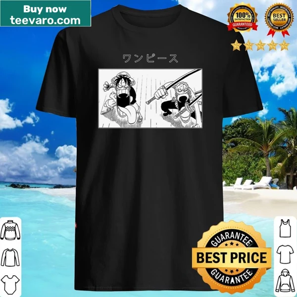 Luffy and Zoro in shocked expressions on T-shirt