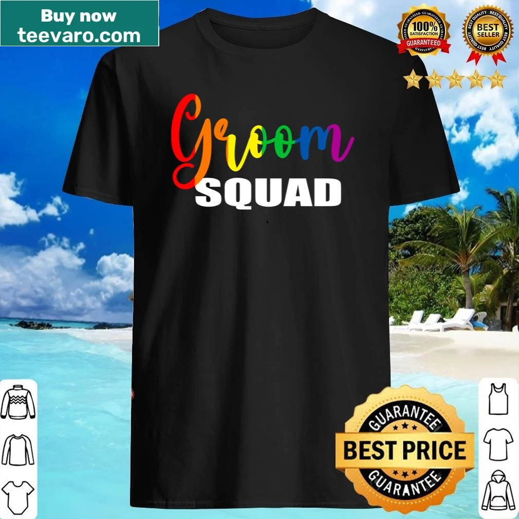 Groom Squad shirt featuring bold typography for LGBTQ+ couples