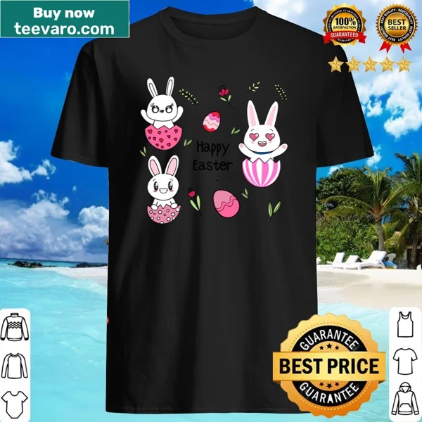 Easter-themed T-shirt with floral egg and bunny design