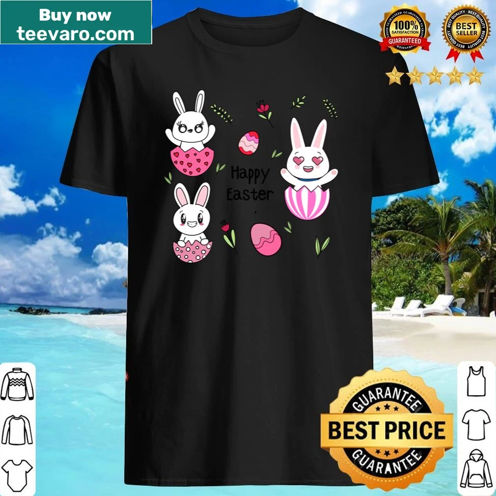 Easter-themed T-shirt with floral egg and bunny design