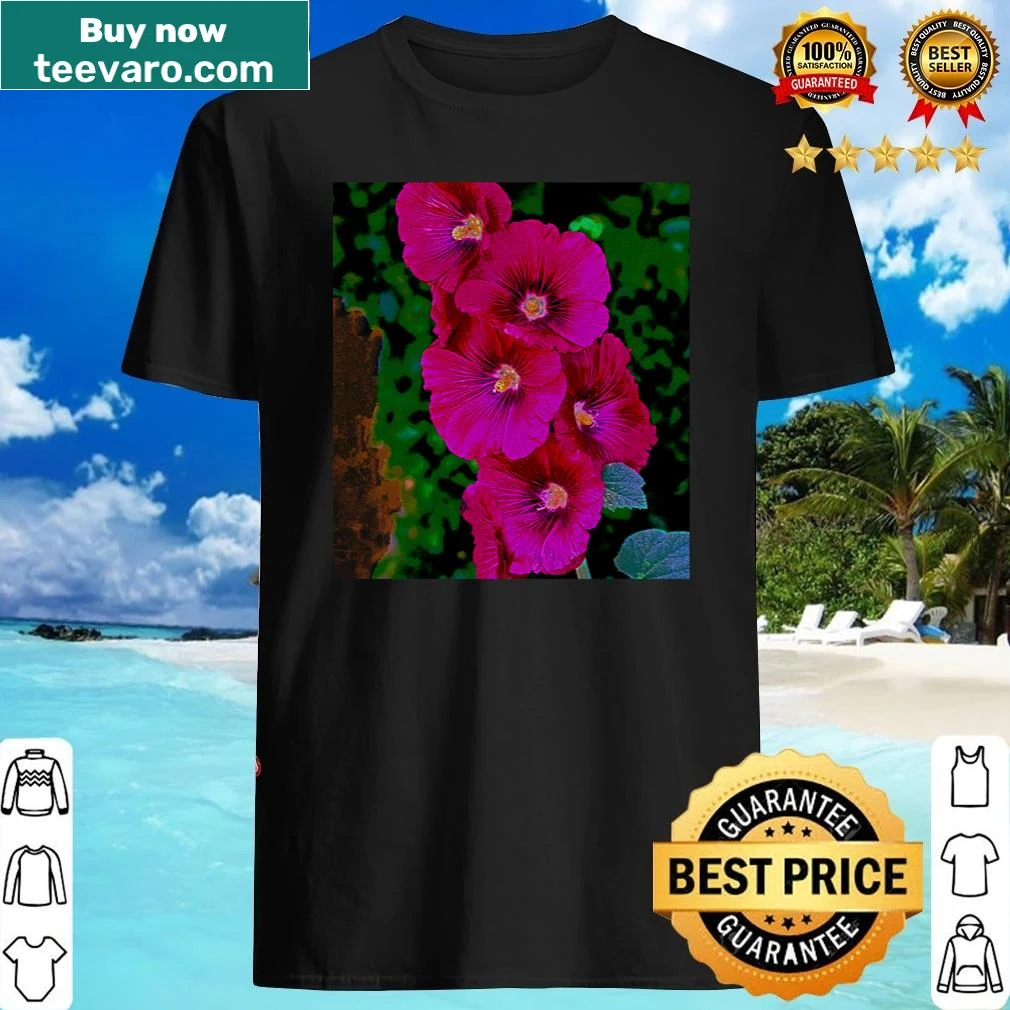 Illustrated hollyhocks design honoring Old Mesilla, N.M.