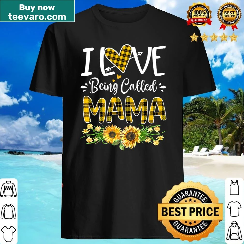 Heart and sunflower design with text 'I Love Being Called Mama'