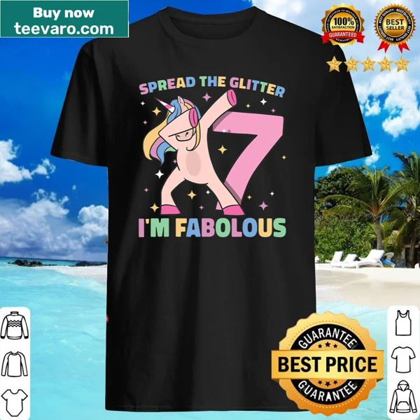 7th birthday shirt for girls featuring a unicorn design