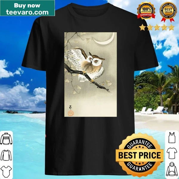 Illustration of Long-eared Owl on Ginkgo shirt for kids