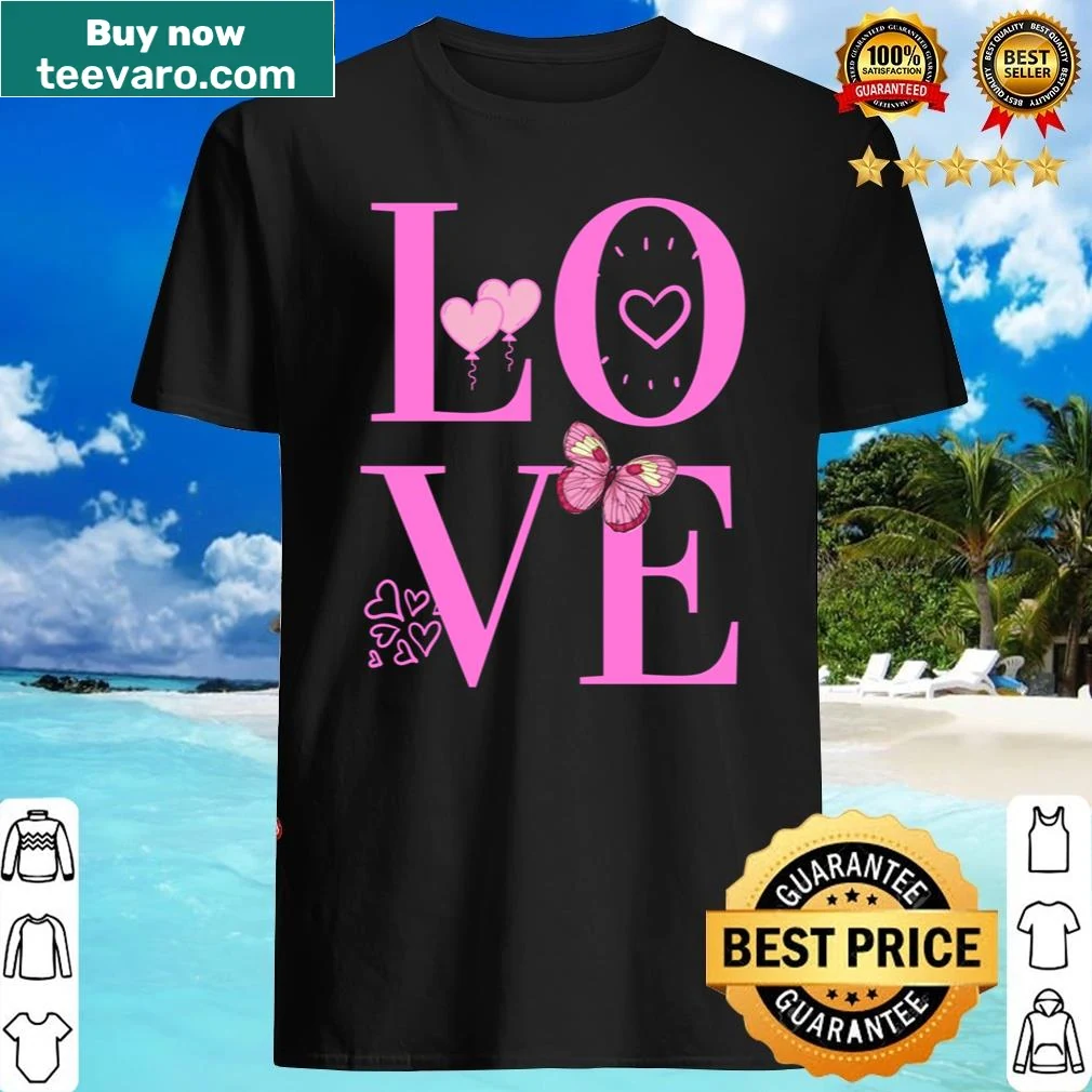 Typography shirt featuring the word Love in a square frame.