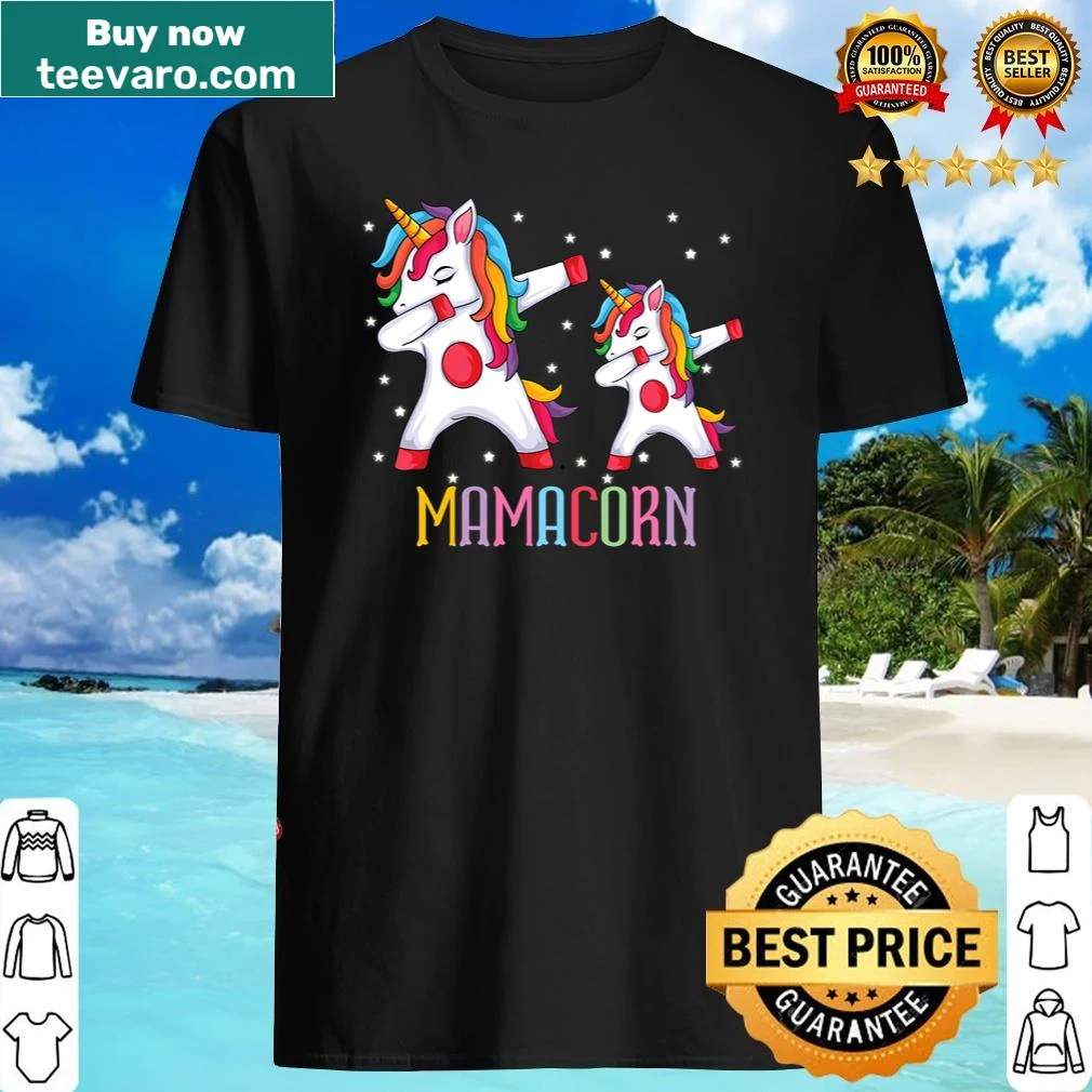 Funny Mamacorn t-shirt with a unicorn illustration for moms