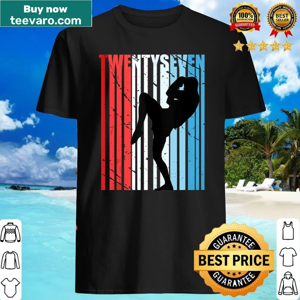 Patriotic kickboxing tank top with bold typography and American flag graphic
