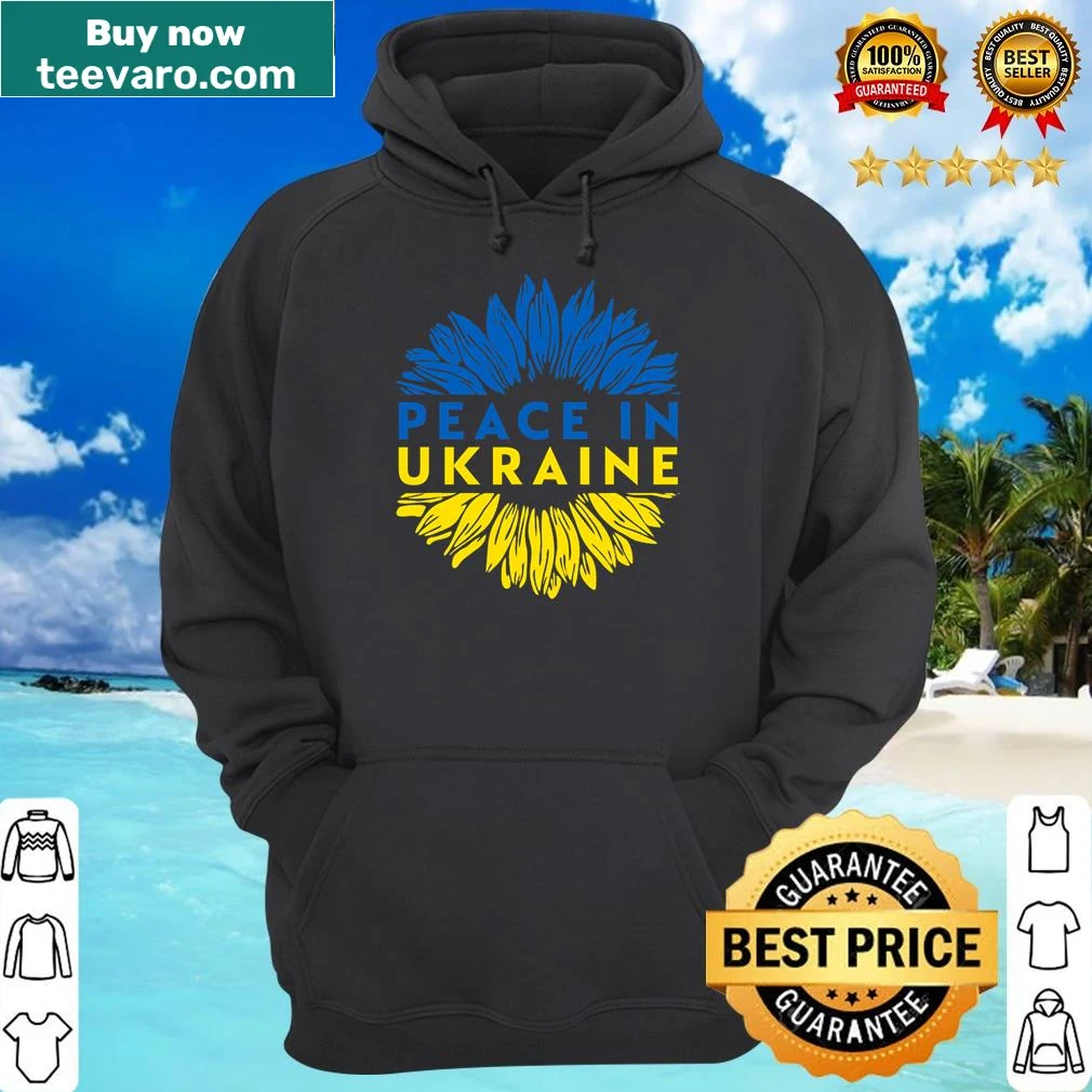 Vintage sunflower and Ukrainian flag hoodie design — on a hoodie