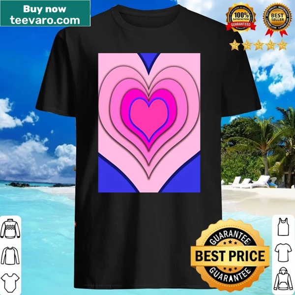 Long shirt with a pattern of pink hearts on blue