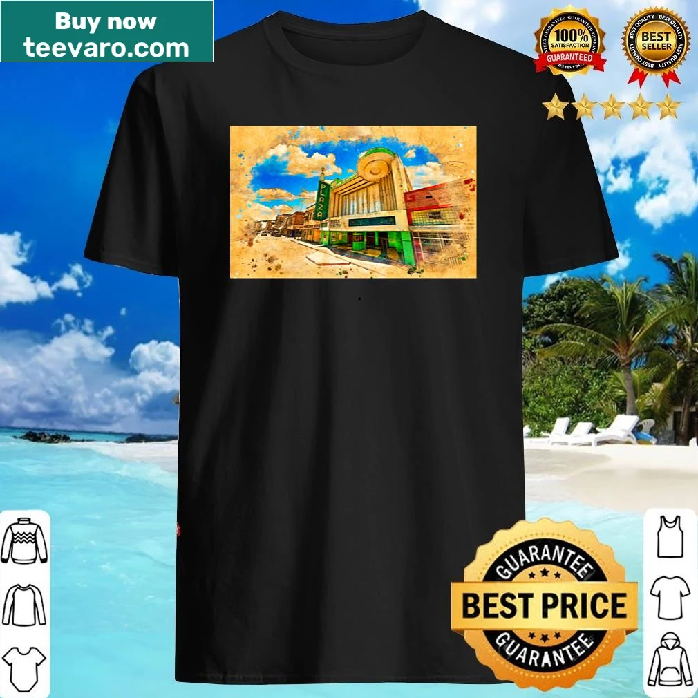 Digital painting of Plaza Theater in Laredo on shirt