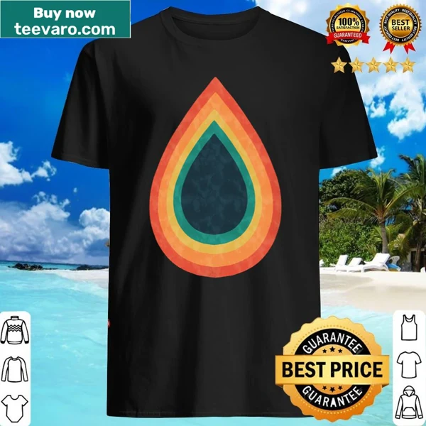 Shirt with rainbow-colored raindrop graphic