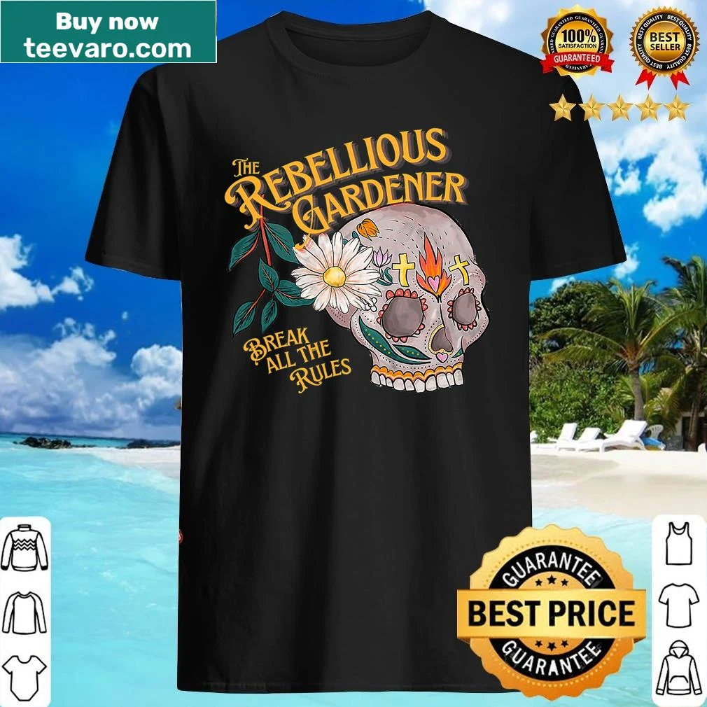 Gardening shirt with skull and tools design for gardening lovers