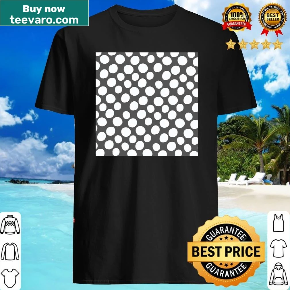 Gray polka dot shirt with random white dots design