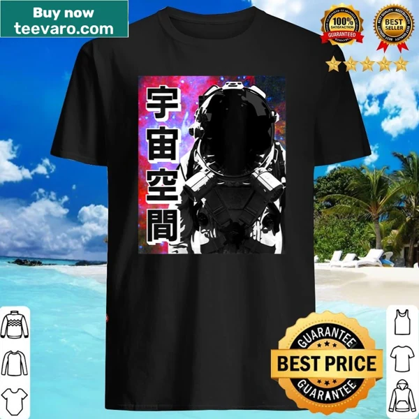 Vaporwave astronaut aesthetic V-neck shirt with cosmic design