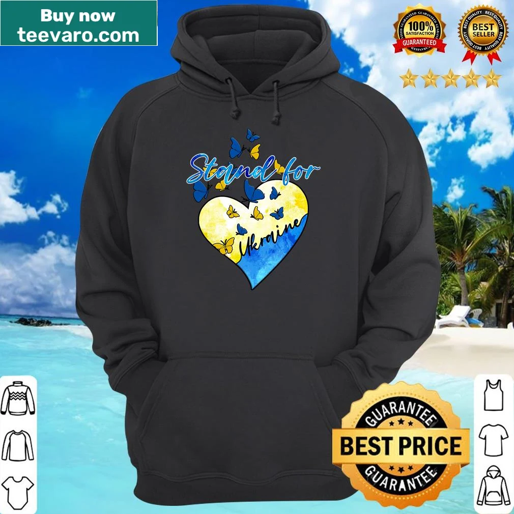 Heart and butterfly design with Ukrainian flag on hoodie — on a hoodie