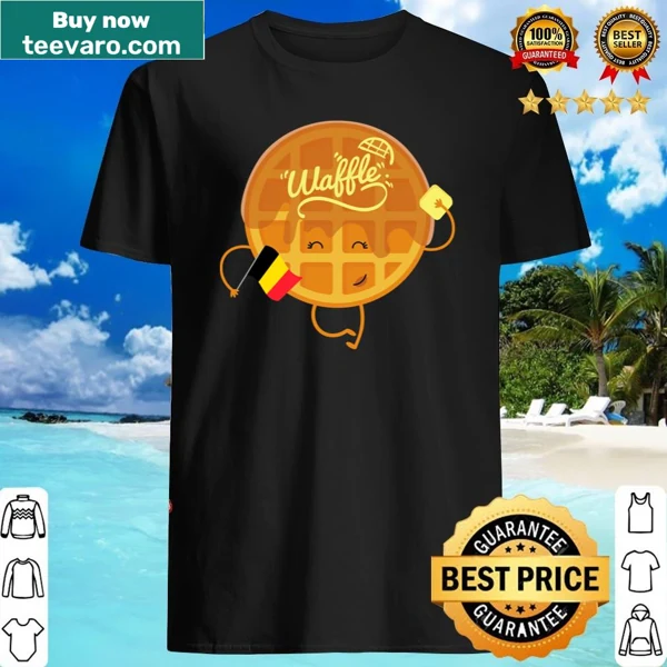 Illustrated Belgian waffle graphic on a fun shirt