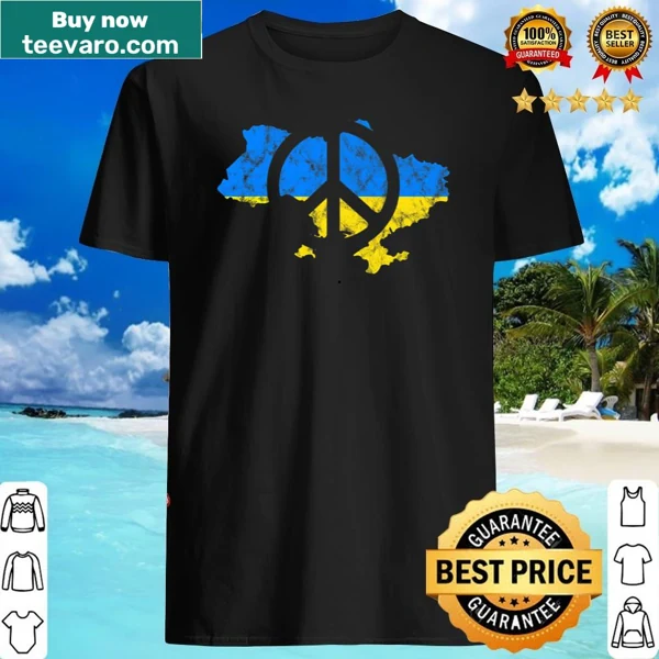 Shirt with a message of peace and the Ukrainian flag
