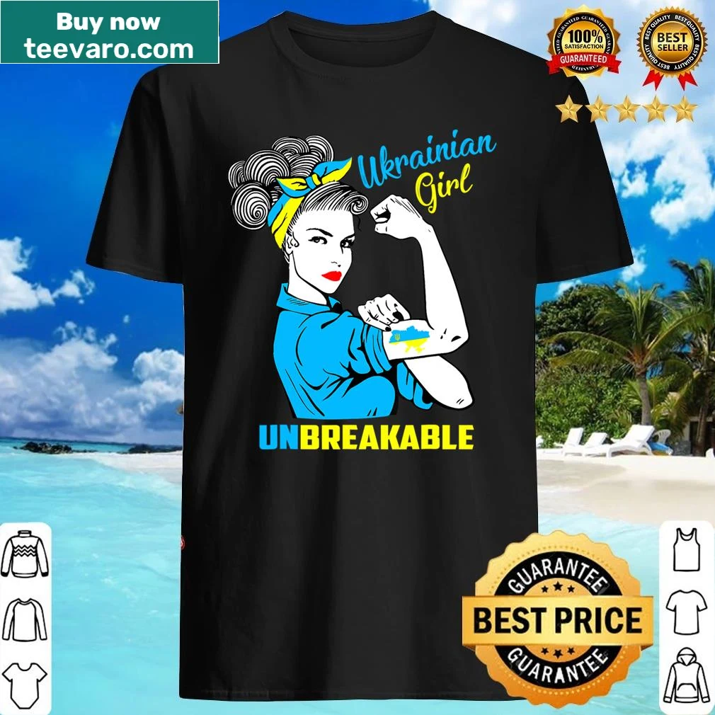 Empowering shirt for Ukrainian women with 'Unbreakable' text