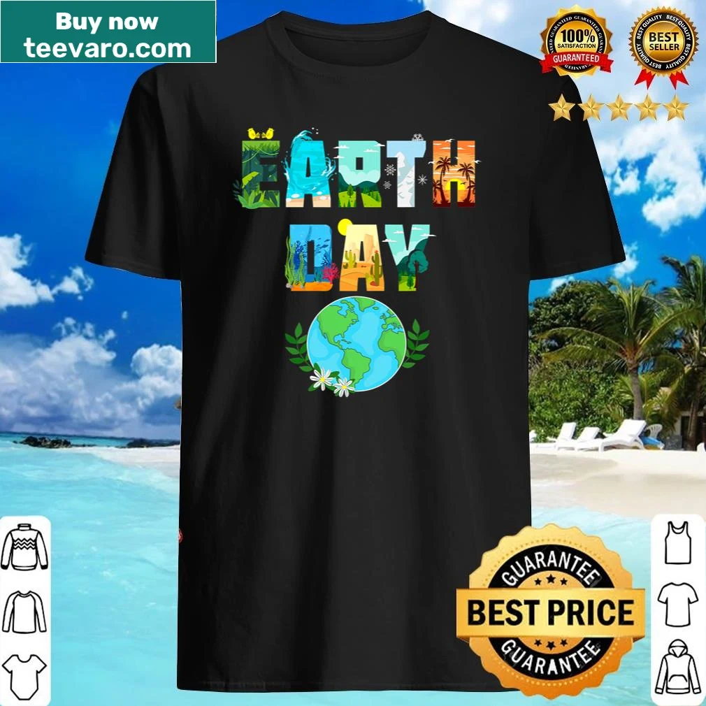 Cute Earth Day shirt with an illustrated planet and animals