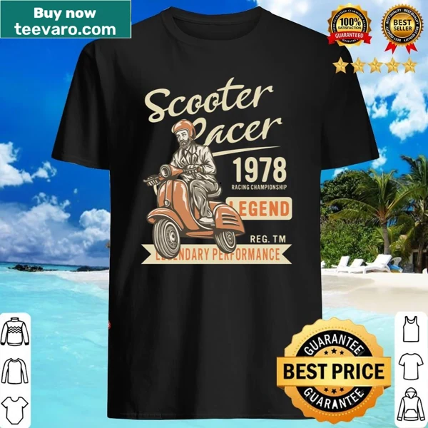 Vintage style shirt featuring a whimsical scooter racer design