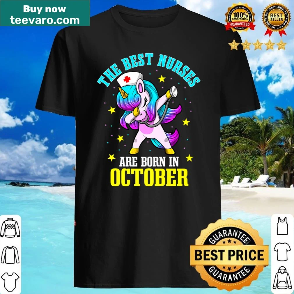 Shirt featuring a unicorn and text celebrating October nurses