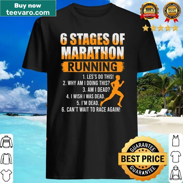 Illustrative shirt depicting stages of marathon running