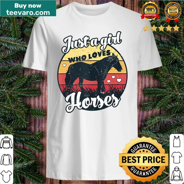 Tank top with vintage horse design and text 'Just A Girl Who Loves Horses'