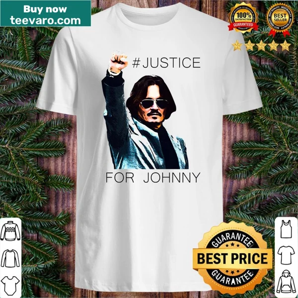 Supportive shirt with repeated phrase 'Johnny Depp' emphasizing justice