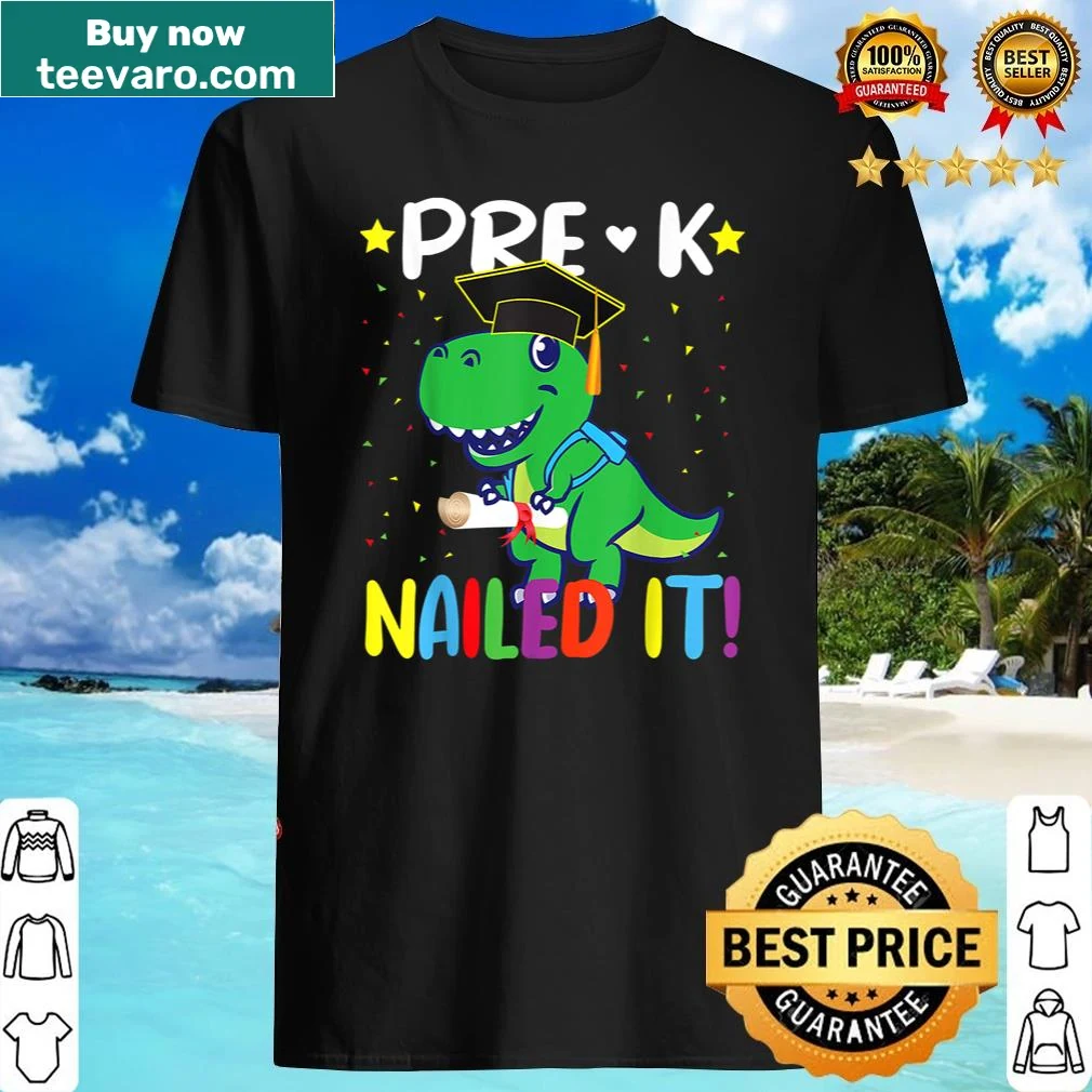 Cute dinosaur graduation shirt with 'Class Of 2022 Nailed It'